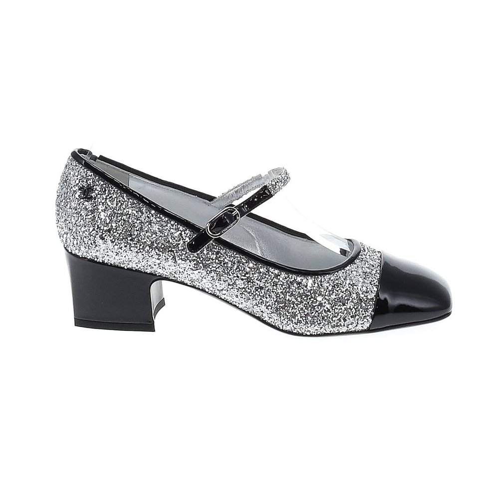 Chanel Glitter Mary Jane Heels Size 39.5 IT
